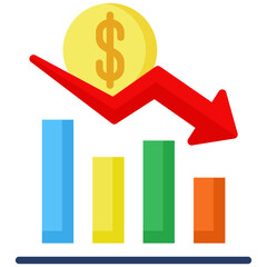 Recession icon in Flat Color Style. Simple Vector Design. Simple Vector Flat Icon