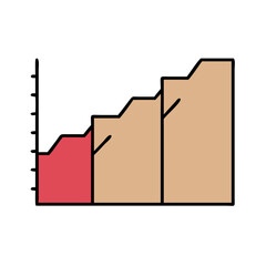 Business growth chart icon in beige and red