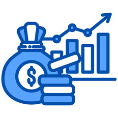 Fototapeta premium Stock Market icon in Blue Color Style. Simple Vector Design. Simple Vector Flat Icon