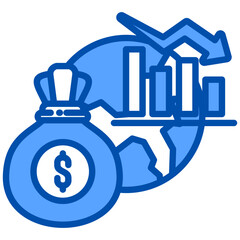 Crisis icon in Blue Color Style. Simple Vector Design. Simple Vector Flat Icon