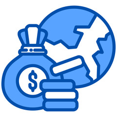 Economic icon in Blue Color Style. Simple Vector Design. Simple Vector Flat Icon