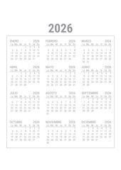 Calendario 2026 en Español A4 para imprimir	