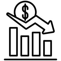 Recession icon in Outline Style. Simple Vector Design. Simple Vector Outline Icon