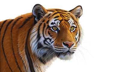 Fototapeta premium Majestic Siberian Tiger Portrait Intense Gaze, Striking Orange Fur, Black Background