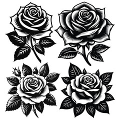 set of black roses