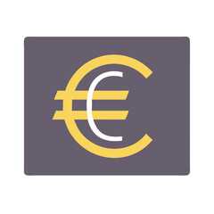 Obraz premium Euro money card icon in dark gray and yellow