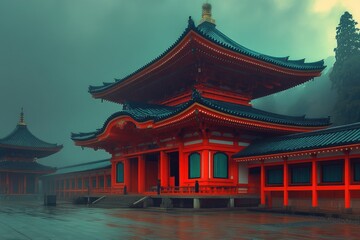 Obraz premium Mount Koya: Ancient Zen Temple and Shinto Shrine in Japan's Sacred Historical Cemetery