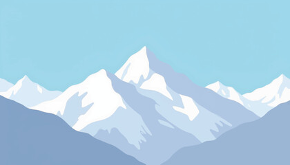 Geometric mountain range under a clear blue sky, nature's simplicity