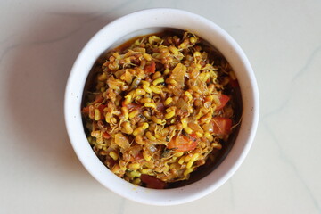 Matki chi usal, sprouted moth bean curry