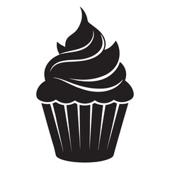 
 cupcake Black silhouette,Vector illustration isolated on white background. Can be used as icon, sign or symbol - cupcake silhouett
