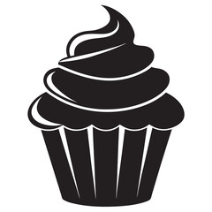 
 cupcake Black silhouette,Vector illustration isolated on white background. Can be used as icon, sign or symbol - cupcake silhouett
