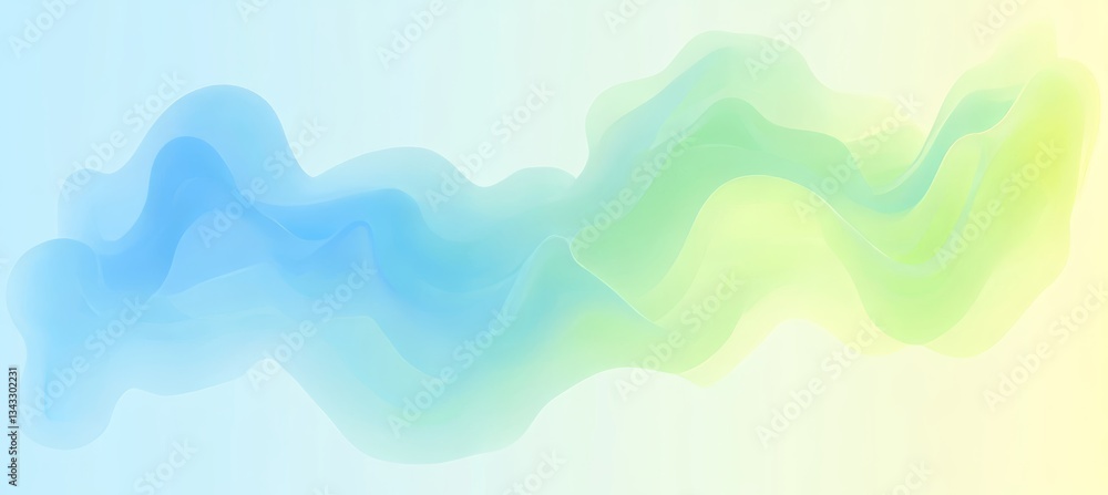 Poster abstract digital design with flowing stream of aqua and chartreuse hues, vector design