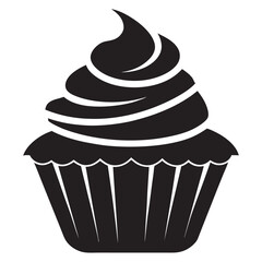 
 cupcake Black silhouette,Vector illustration isolated on white background. Can be used as icon, sign or symbol - cupcake silhouett
