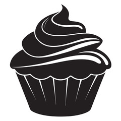 
 cupcake Black silhouette,Vector illustration isolated on white background. Can be used as icon, sign or symbol - cupcake silhouett
