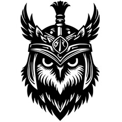 Silhouette portrait of owl warrior