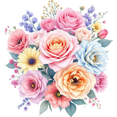 bouquet of roses on white
