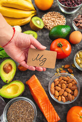 Various products containing magnesium. Selective focus.