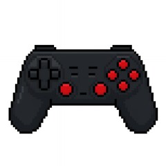 Pixel art game controller with red buttons for retro gaming