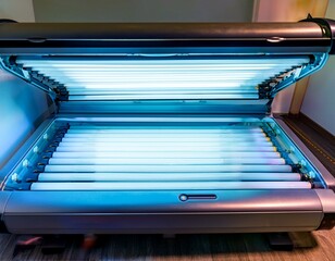 Obraz premium open solarium bed emitting ultraviolet light for tanning offering beauty and relaxation