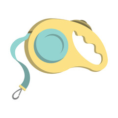 Retractable leash. Accessories for dogs and training. Simple vector illustration isolated on white background for icon, print, sticker