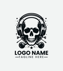 Skull And Headphone Logo DesignSkull Headset