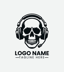 Skull And Headphone Logo DesignSkull Headset