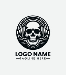 Skull And Headphone Logo DesignSkull Headset
