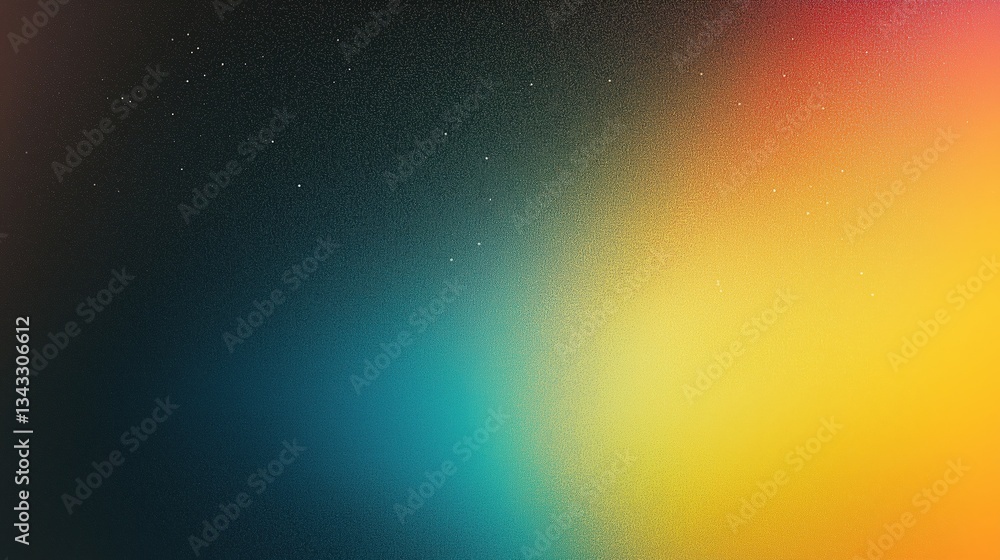 Poster Colorful dark rainbow gradient background with grainy texture and minimalist flat design. High-resolution vector illustration with smooth blended colors and soft blurred edges.
