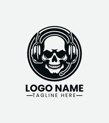 Skull And Headphone Logo DesignSkull Headset