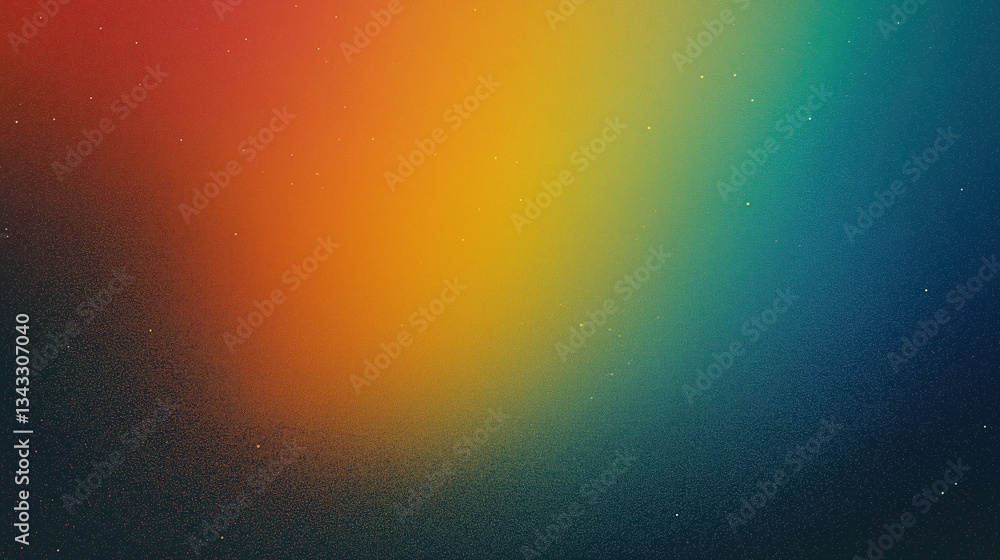 Poster Colorful dark rainbow gradient background with grainy texture and minimalist flat design. High-resolution vector illustration with smooth blended colors and soft blurred edges.
