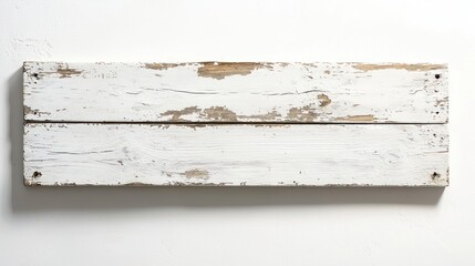 Vintage White Wooden Signboard with Weathered Surface and Subtle Cracks