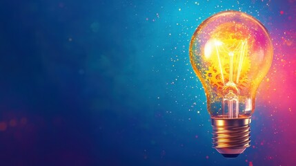 A futuristic glowing light bulb with a metallic gear inside, warm golden illumination, symbolizing creative engineering and problem-solving