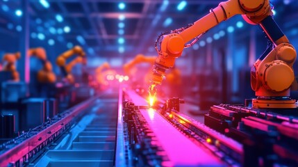 Fototapeta premium A robot is working on a machine