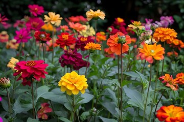 Vibrant Dahlia Blooms in Summer Garden