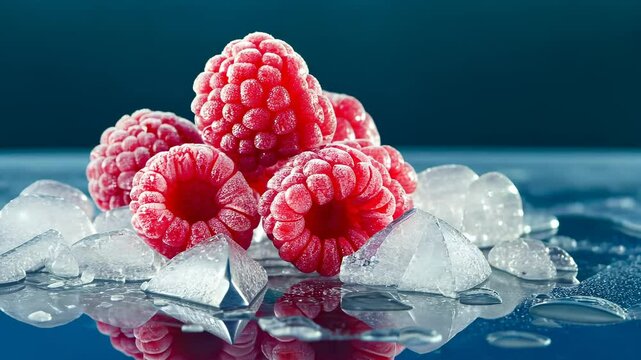 Frosted Raspberries on Ice