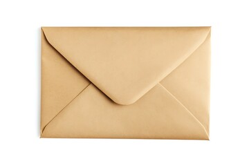 A simple kraft envelope, waiting to carry secrets and heartfelt messages, a tangible symbol of connection and anticipation, against a clean white background.