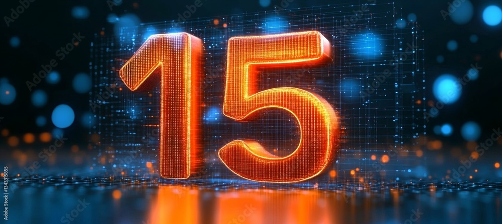 Poster Number 15 Glowing Light Trails 3D Rendering with Digital Binary Code Background Visual Concept