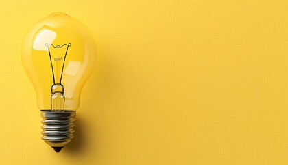 Illuminated Lightbulb On A Vibrant Yellow Background, A Concept For Creative Innovation.