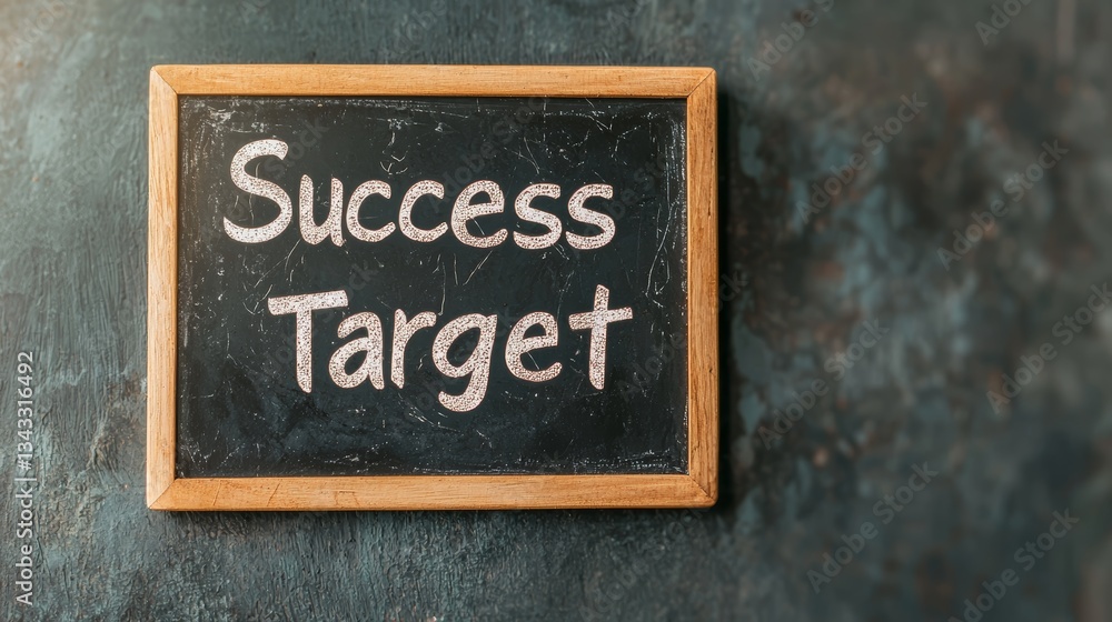 Poster achieving success targeting goals with a concept of focus in a motivational environment from a creat