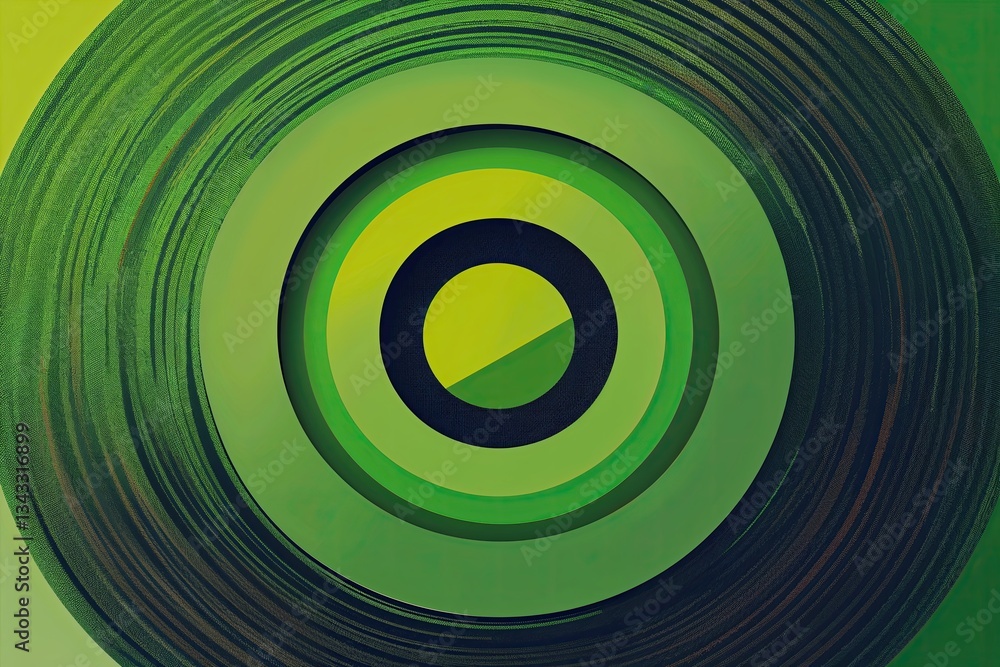 Poster vibrant green halftone texture with dynamic circular gradient in pop art style