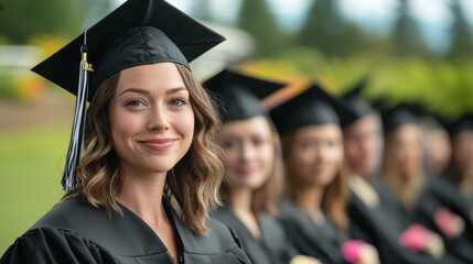 Celebrating academic success graduation ceremony university campus photo collection bright outdoors close-up view concept of achievement