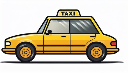 Fototapeta premium yellow taxi car with roof sign on white background