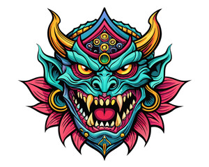 A detailed and colorful Japanese-style tattoo design, featuring traditional elements and rich cultural symbolism
