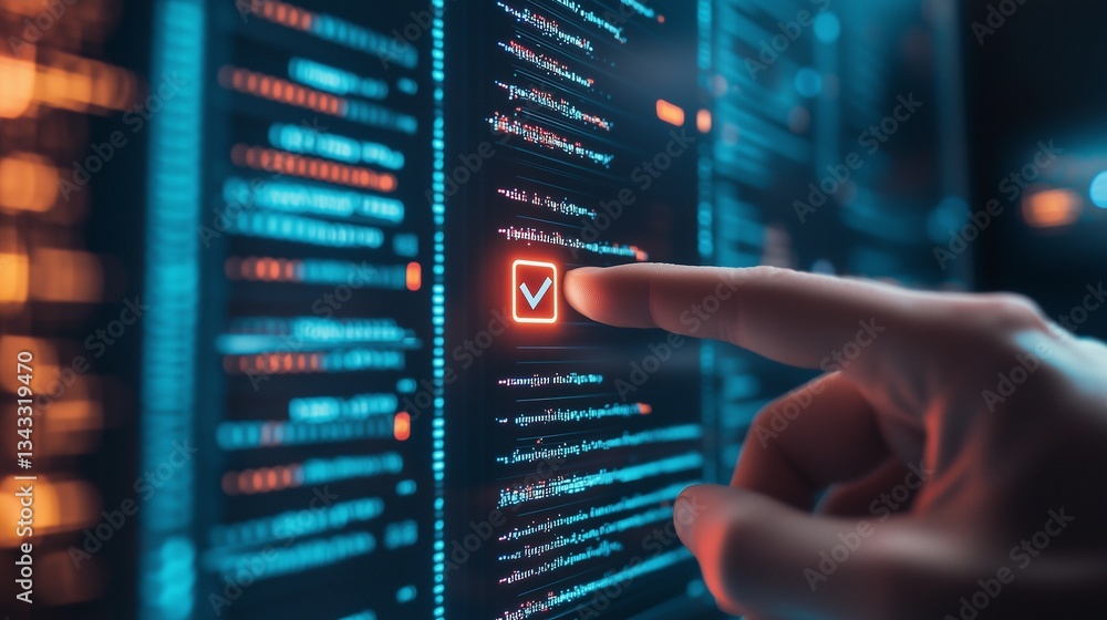 Poster vibe coding concept. futuristic interface with a hand interacting, symbolizing digital interaction a