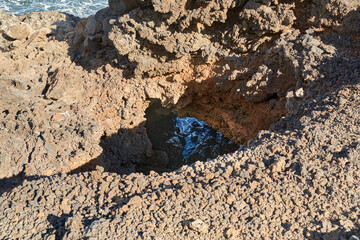Volcanic shoreline with tide pools