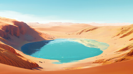 Fototapeta premium Serene Desert Oasis: Stunning Reflections in the Sands