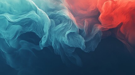 Fototapeta premium Ethereal seascape abstraction with a red-to-aquamarine gradient, embodying tranquility and deep-sea wonder