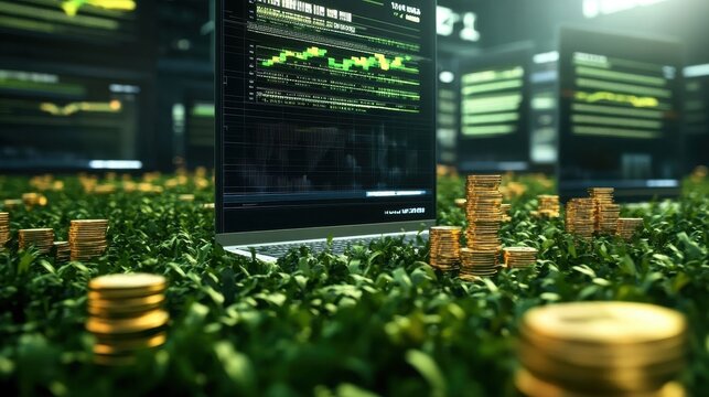 Futuristic visualization of quantitative easing illustrating advanced technology and economic concepts in a digital landscape.