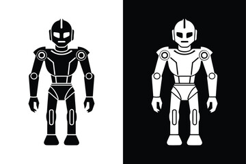 Cybernetic Robot Silhouette Vector Icon Download.
