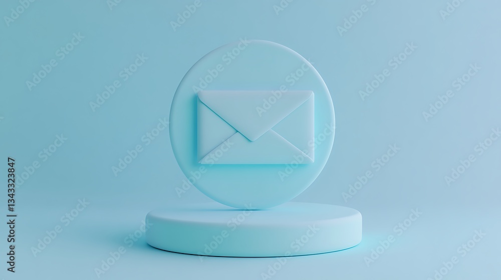 Poster blue minimalist mail icon for digital communication and messaging applications in flat design style